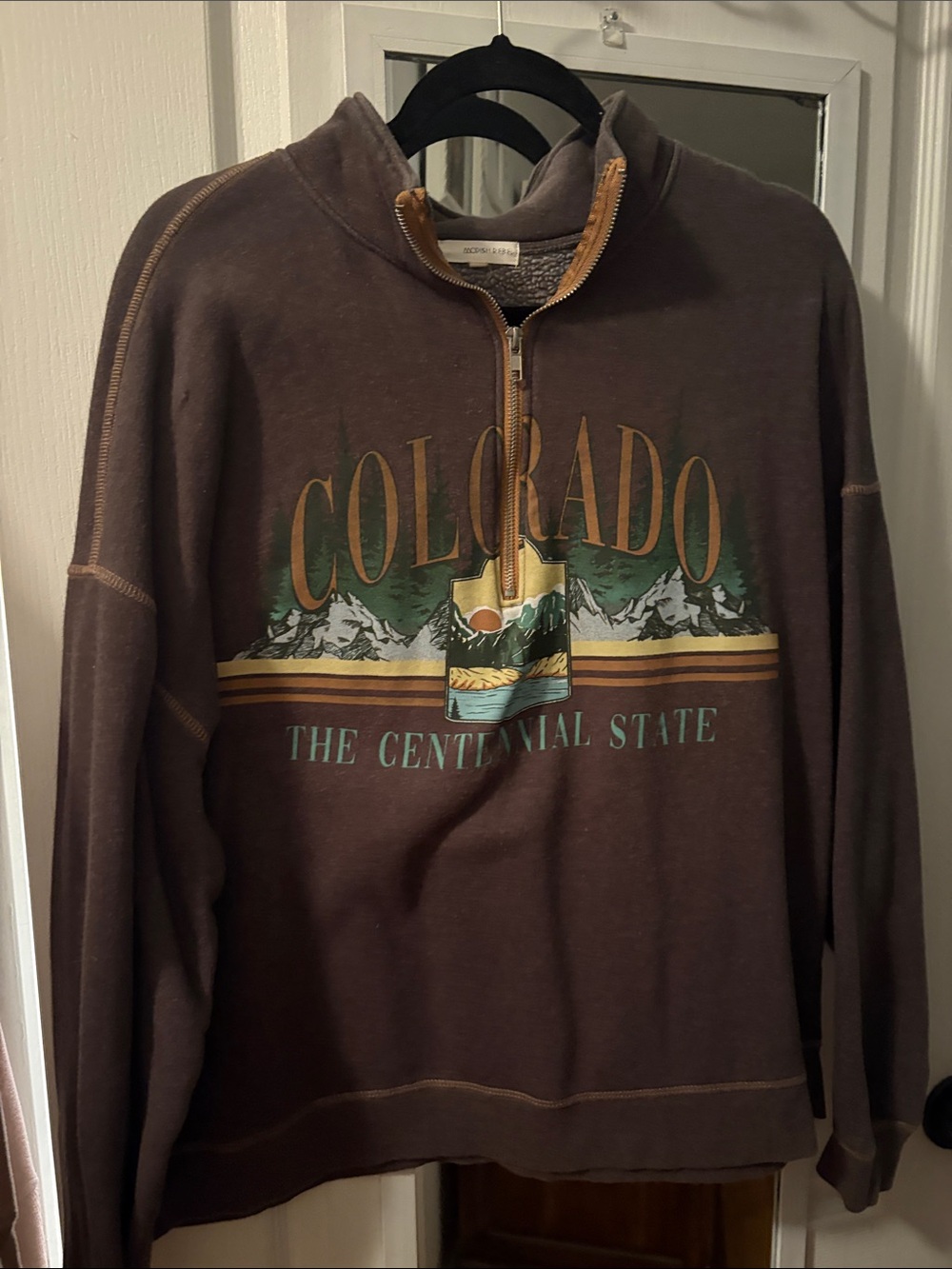 Colorado Graphic Half-Zip Sweater - Brown